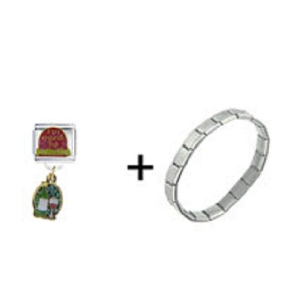 Bracelet Pugster Italian Charm Says Aged to Perfection Wine Glass Bottle - Picture 1 of 12